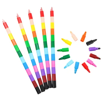 12 Бр. Цветни моливи за рисуване, подвижни детски градивни елементи за детски аксесоари, Бебешки Обемни Компактни Штабелируемые