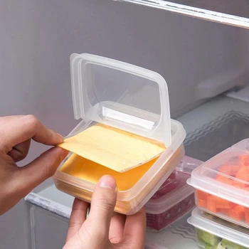 2 бр. кутия за съхранение на масло и сирене, Преносим хладилник, Органайзер за съхранение на пресни плодове и зеленчуци, прозрачен контейнер за сирене