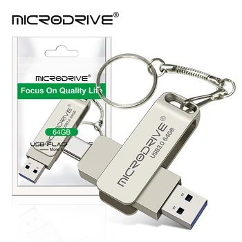 2 в 1 OTG USB-C флаш памет Метална Memory Stick Usb 3.0 флаш диск, 64 GB, 128 GB, 256 Г USB3.0 Двойна C Стик