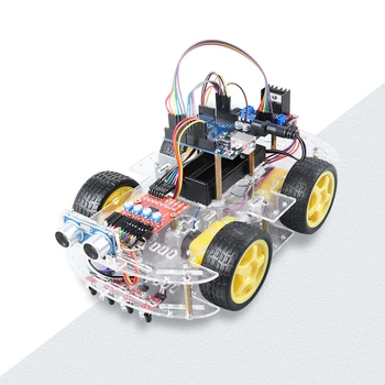 2022 4WD Умен Робот Комплект за Кола, за Arduino CH340 Uno R3 с Ултразвуков Модул САМ Stem Electronics Отличен Стартов комплект за роботи