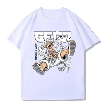 2023 Luffy Бойно облекло Пети 5 Бог на Слънцето Ник Аниме Тениска с кръгло деколте и къс ръкав Harajuku Градинска Дамски дрехи Мъжки
