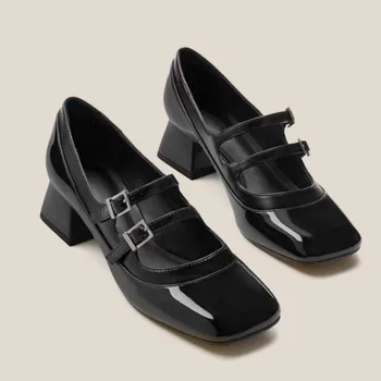 2023 Нови Дизайнерски Дамски Сандали на среден ток; Обувките Мери Джейн в стил 