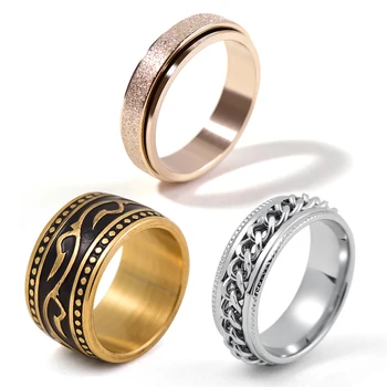 2023 Персонализирани пръстени от титанов стомана с винтажным модел, Универсално колело, мъжки и дамски пръстени, Комплект от 3 теми, комбинираната бижута подаръци