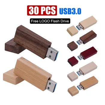 30 бр./лот Безплатен Дървен Лого Малък Подарък USB 3.0 Флаш памет 4 GB 8 GB 16 GB 32 GB 64 GB Стик Мини Креативен флаш памет USB Memory Stick