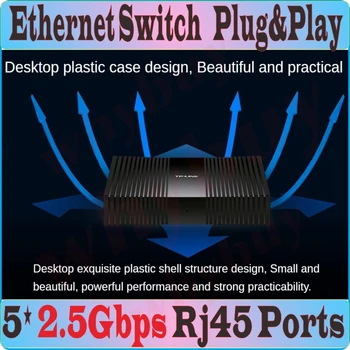 5 * 2500 Mbps Порта RJ45 Тенис на Ethernet switch 2,5 Gigabit мрежов комутатор за Ethernet IEEE 802.3 bz/3ab/3x4k MAC-адрес Plug & Play