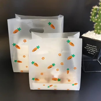 50шт Сладък Морков Пластмасов подарък чанта Ръчен Коледно парти Подарък чанта за Десерт, хранене, Бонбони, Торта