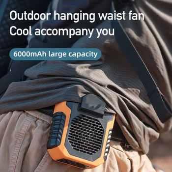 6000 mah Окачен вентилатор на шията и кръста USB Mini акумулаторна батерия за Преносим вентилатор за къмпинг, туризъм, катерене, бягане, спортни състезания на открито