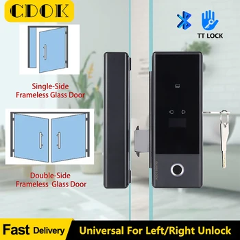 CDOK GS1 Smart Glass Lock ПРИЛОЖЕНИЕ TT Lock Биометричен пръстов отпечатък, Електронни Цифрови заключване, безплатно пробиване за офиса / дома
