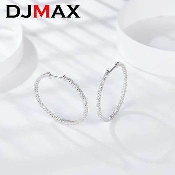 DJMAX, Оригинално сребро 925 проба, луксозни дамски обици-халки с диаманти, муассанитовые обеци-халки за жени, Новост 2023 година