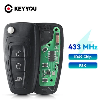 KEYYOU 433 Mhz GK2T-15K601-AA Авто Дистанционно ключ За Ford Transit 2016 2017 2018 2019 2020 434 Mhz FSK PCF7945P ID49 Чип Ключодържател Батерия