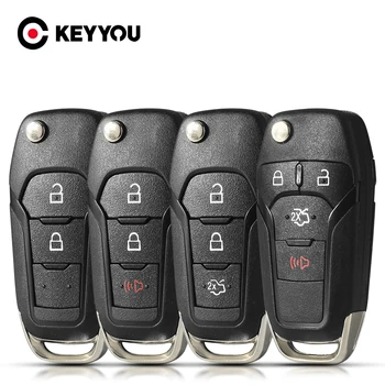 KEYYOU Калъф За дистанционно на ключа на Автомобила на Ford F-150 F-250, F-350 Explorer Ranger KA Fiesta, Kuga, Mondeo Focus Escort 2/3/4 Бутони