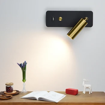 Led осветление стена с прекъсвач и Модерен интерфейс USB 7 W Бял Черен стенен лампа В коридора, в близост до художествени стенни лампи за осветление