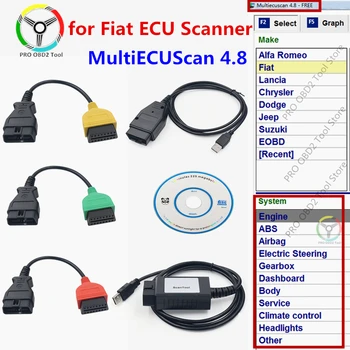 MultiECUScan 4.8 скенер за Fiat ECU Адаптер FiatEcuScan 16 за Fiat/Alfa Romeo/Lancia OBD Скенер скенер Fiat ECU