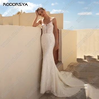 RODDRSYA/ Модерни сватбени рокли за спагети презрамки-спагети за жени, Шаферски рокли с отворен гръб в стил Русалка, Тюлевое рокля без ръкави, Сексуална vestido de новия