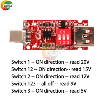 Type-C USB-C PD2.0 3,0 QC 2,0 3,0 към DC Модул за детектор, по който презасаждане за бързо зареждане на спусъка анкета