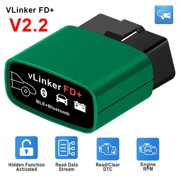 V2.2 VLinker FD ELM327 FORScan За Ford Wifi, Bluetooth 4,0 3,0 OBD2 Детектор на Неизправности на Автомобила Диагностика Автоматично Инструмент OBD 2 Скенер