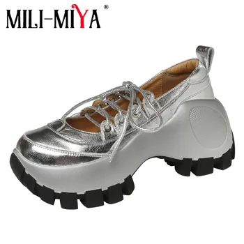 VLADO-MIYA/Модни дамски маратонки от естествена кожа на дебелите обувки с неплъзгащи подметки, през цялата чорап, удобни ежедневни градинска обувки дантела