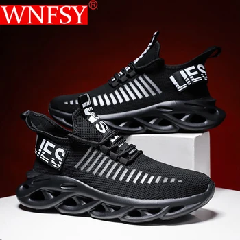 Wnfsy Мъжки маратонки Дишащи Обувки За бягане за Мъже Удобни Черни Ежедневни улични маратонки голям размер Zapatos De Mujer