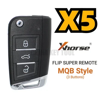 X5 Xhorse Универсален супер дистанционно сгъваеми ключа MQB Стил 3 бутона XEMQB1EN