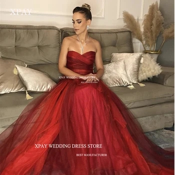 XPAY Кестеняво-червен Тюл, Дълги рокли за абитуриентски бал, Скъпа, Дубай, Арабските дамски официални рокли, Официално парти, Сватба конкурс за гости
