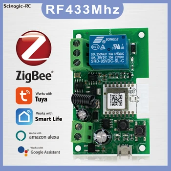 Zigbee 1CH Модул интелигентен превключвател на Hristo, реле на радиочестотния управление, Сензор за умен дом, приложение за управление с Алекса Google Home, Без черупки