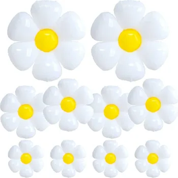 Балон от алуминиево фолио във формата на бели маргаритки 110x97 см, Гелиевые балони във формата на бяло цвете, аксесоари за украса на сватба, за рожден Ден