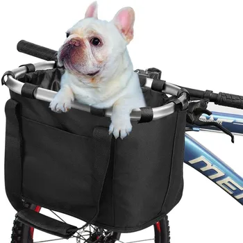 Велосипедна предната количка, чанта за носене на малко домашно куче, а на предната кошница за планински велосипед, с тръба на волана, Подвесная Сгъваема чанта за багаж, натоварване 5 кг