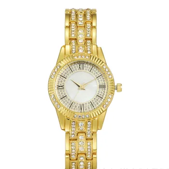 Дамски кварцов часовник smvp Със стоманена каишка, инкрустиран с диаманти, Трендови ежедневни Разнообразни дамски кварцов часовник