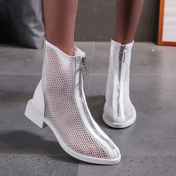 Дамски обувки са с дишаща мрежа, ежедневни обувки Унисекс върху плоска подметка, лека обувки с цип Отпред, Дишащи маратонки-слипоны Zapatillas De Mujer