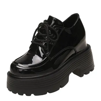 Дамски спортни обувки на танкетке За жени, Които покачване с 10 см, Масивна Маратонки за татко, Дамски Ежедневни обувки от дишаща естествена кожа на платформа