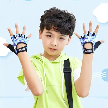 Детски Велосипедни ръкавици, Регулируеми Детски Ръкавици на Полпальца за спорт на открито, Износоустойчиви Нескользящие Ръкавици за Риболов