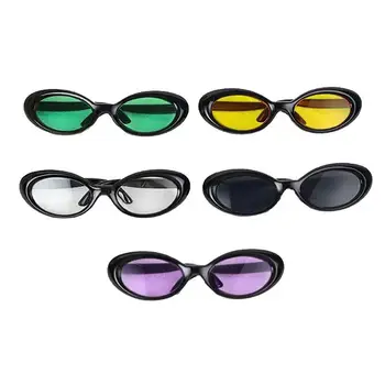 детски памучни точки 20 см, слънчеви очила в черни рамки, цветна мини-бял, жълто-зелено, синьо, виолетово-червена, черна овална кукла