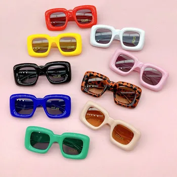Детски слънчеви очила в квадратни дебела рамка, Модерен Сладки детски слънчеви очила за момичета и момчета, празничен тенденция, Градинска новост, сенки Очила, Детски