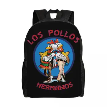 Забавен раница за лаптоп Los Pollos Hermanos, Мъжки Женски Случайни раница за училище, студенти, чанта Breaking Bad