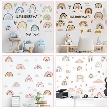Красиви Преливащи се цветове стикери за стена За Детски стаи, декориране на дома в спалнята, Творчески фигура 