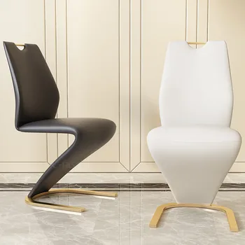 Леки луксозни трапезни столове Прост Z-образна форма с Трапезария стол от изкуствена кожа за дома, за всекидневната, само столове (масата не се продава)