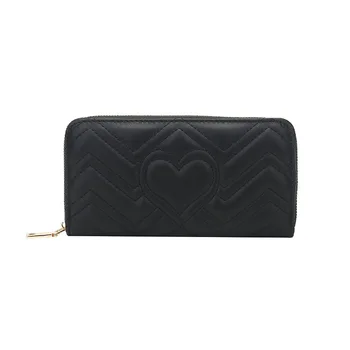 Луксозен женски чантата с шарките на сърцето, дълъг портфейл с цип джоб с достатъчно пространство за съхранение, дамски портфейли