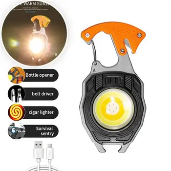 Мини Led Фенерче Ключодържател Светлина Многофункционален Портативен COB Къмпинг Светлини USB Зареждане Работни Светлини Риболов Lanterna