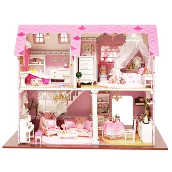 Миниатюрна къщичка, wooden миниатюрен куклена къща, модел куклена къща ръчно изработени, занаяти собствените си ръце, творческа стая за подарък за Св. Валентин