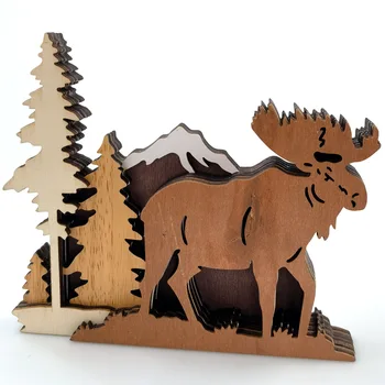 Многопластова 3D дърворезба, 3D горски животни, изделия от дърво, мебели за дома, украси за дърворезба за стена