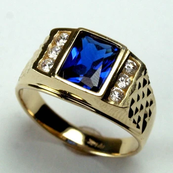 Модерен Класически пръстени За Мъже, Луксозно Господстващо пръстен със синьо цирконием, Сватбена Годежен пръстен, подарък, за партита, бижута, Директни продажби