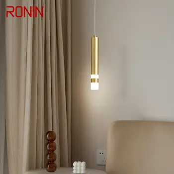 Модерен месинг led окачен лампа RONIN, елегантни декоративни медни плафониери за домашен кабинет, спалня