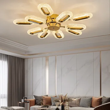 Модерна луксозна кристален led полилей, Луксозна лампа декоративно осветление в помещение, Спалня, хол, Кристален верига, Дизайнерски полилей