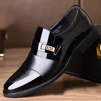 Модерни Висококачествени Кожени обувки за мъже, Лоферы, мъжки обувки в бизнес стил, Вечерни модела обувки без закопчалка, Мъжки Oxfords, обувки