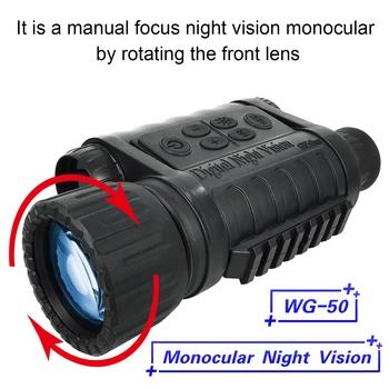 Монокуляр за нощно виждане, Телескоп, 12MP HD 720P Видео, 1,5-инчов екран, преносимо, цифрово 5-кратно увеличение, Инфрачервено нощно виждане, Поддръжка на WIFI