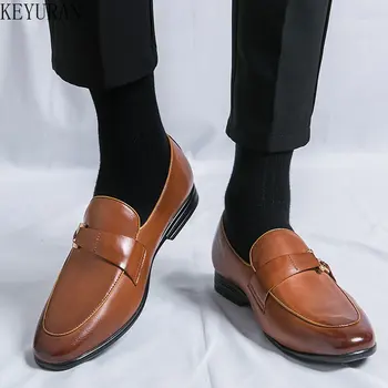 Мъжки модел обувки с Високо качество, Класически мъжки ежедневни оксфордские лоферы, Модни мъжки удобни кожени обувки за мързеливи мъже, черен