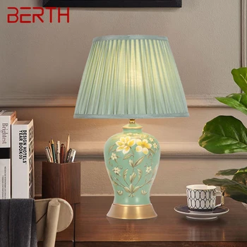 Настолна лампа от керамика в китайски стил, Творчески Сензорен led лампа с регулируема яркост, Просто малка странична лампа за дома, хол, Спалня