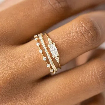 Нов Златен цвят, Благороден Тенденция, Изящни пръстени за жени, халки на пръста си с цирконием Лукс, халки на пръста си Миди за момичета, украса за Годишнина от Сватбата