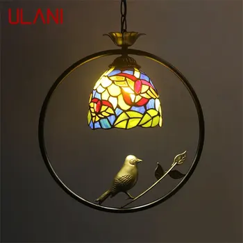 Окачен лампа ULANI Тифани LED Color Creative Glass Окачен Лампа Птица Декор за дома Трапезария, Спалня и Балкон