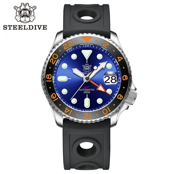 Официални часовници STEELDIVE GMT SD1994 Керамични bezel 4 Показалеца NH34 Механизъм Швейцарски Светещи 300-метрови водоустойчив механични ръчни часовници